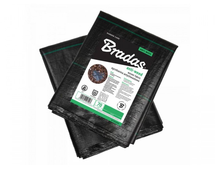 Покривало (агротекстил) от тъкан текстил против плевели Bradas 70гр. PP черно UV, 0.6 х 10м
