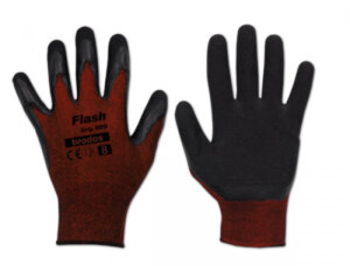 Ръкавици Bradas FLASH GRIP RED латекс, размер 10