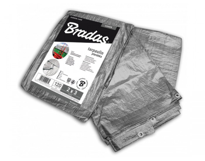 Покривало – платнище Bradas подсилено, 2 x 3m, 120 гр/м2 – сиво