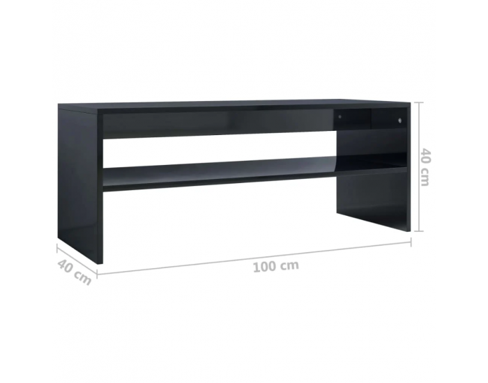 Маса за кафе, черен гланц, 100x40x40 см, инженерно дърво