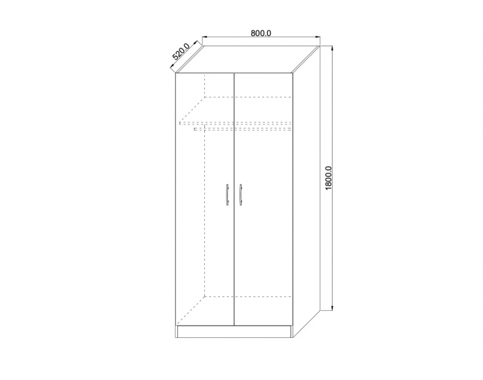 Двукрилен гардероб Топ 2 А (ЛОСТ И РАФТ), Дъб крафт Златен