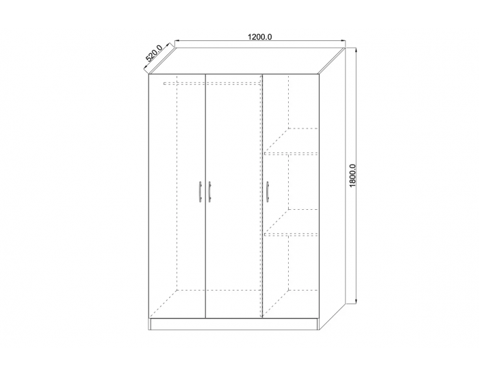 Трикрилен гардероб Топ 3, Дъб крафт Златен Трикрилен гардероб Топ 3, Дъб крафт Златен