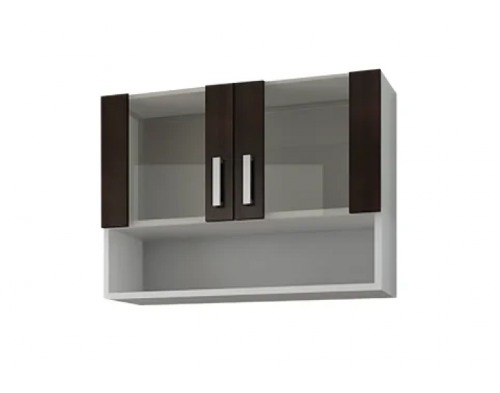 Модул Кети 2 горен шкаф, бяло и венге