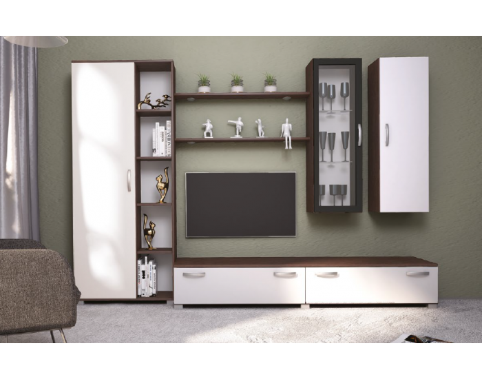 Секция Венеция BM с място за ТВ, венге и бяло