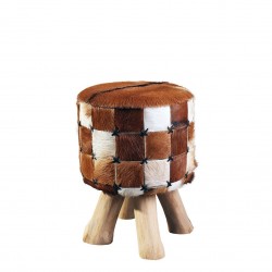 Табуретка EX Home модел Dali Patchwork, Естествена кожа - Табуретки