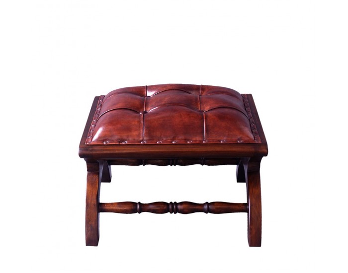 Табуретка EX Home модел Kolonial, Капитонирана, Естествена кожа