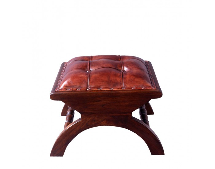 Табуретка EX Home модел Kolonial, Капитонирана, Естествена кожа