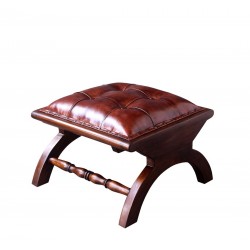 Табуретка EX Home модел Kolonial, Капитонирана, Естествена кожа - 