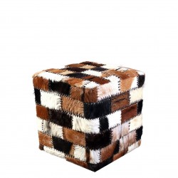 Табуретка EX Home модел Patchwork KB, Естествена кожа - 