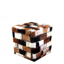 Табуретка EX Home модел Patchwork KB, Естествена кожа - Табуретки