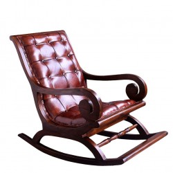 Люлеещ стол EX Home модел Kolonial, Тиково дърво, Естествена кожа - EX Home