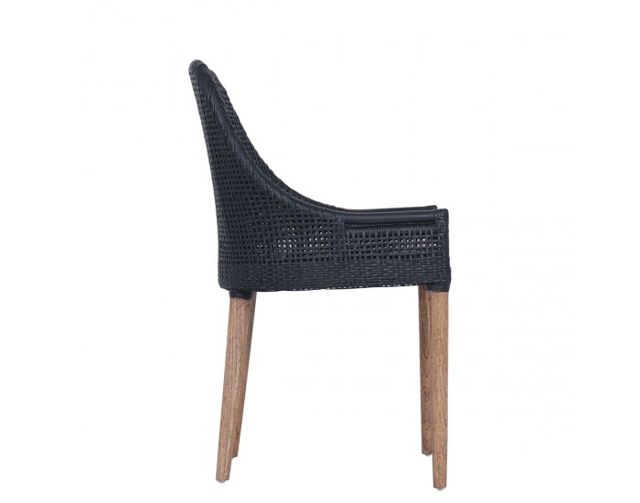 Стол EX Home модел Lesio, естествен ратан, черен