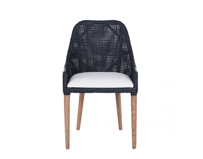 Стол EX Home модел Lesio, естествен ратан, черен