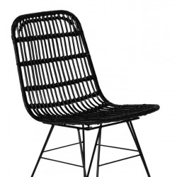 Стол EX Home модел Korfu, Естествен ратан, Черен Стол EX Home модел Korfu, Естествен ратан, Черен - Градина