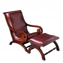 Стол EX Home модел Kolonial с табуретка, Масив, Естествена кожа - Трапезни столове