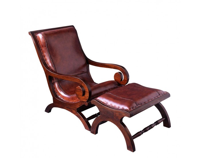 Стол EX Home модел Kolonial с табуретка, Масив, Естествена кожа