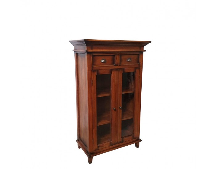 Бюфет EX Home модел Bergamo с витрина и 2 чекмеджета, Махагон масив