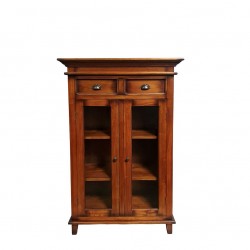 Бюфет EX Home модел Bergamo с витрина и 2 чекмеджета, Махагон масив - Шкафове, Витрини, Модулни секции